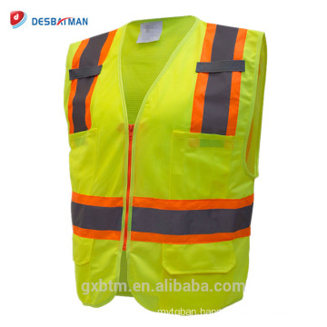 Factory Roadway Jacket Neon Yellow Hi Vis Reflective Strips Work Wear ANSI Class 2 High Visibility Security Safety Vest